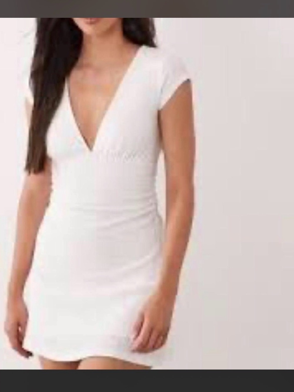 wild fable White Deep V-Neck Short Sleeve Bodycon Dress